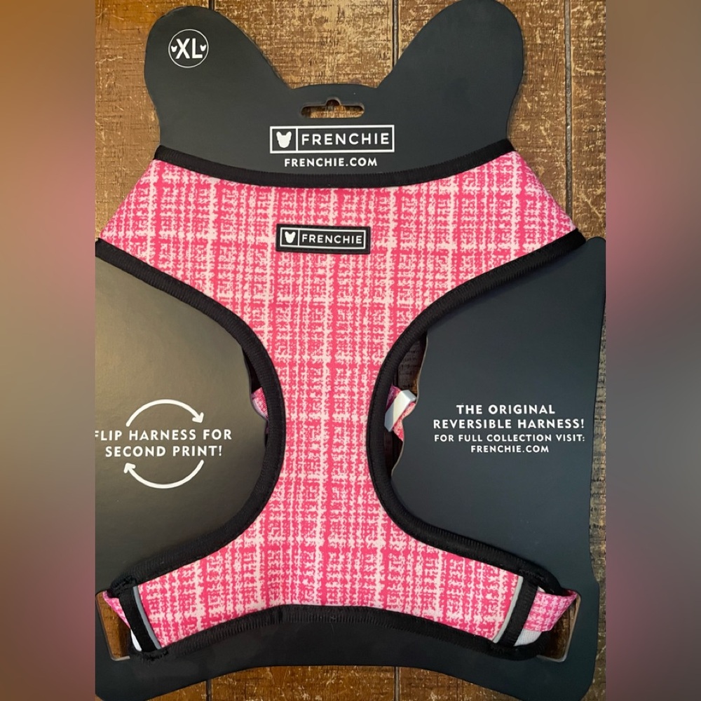 NEW XL FRENCHIE BULLDOG reversable harness in pink!